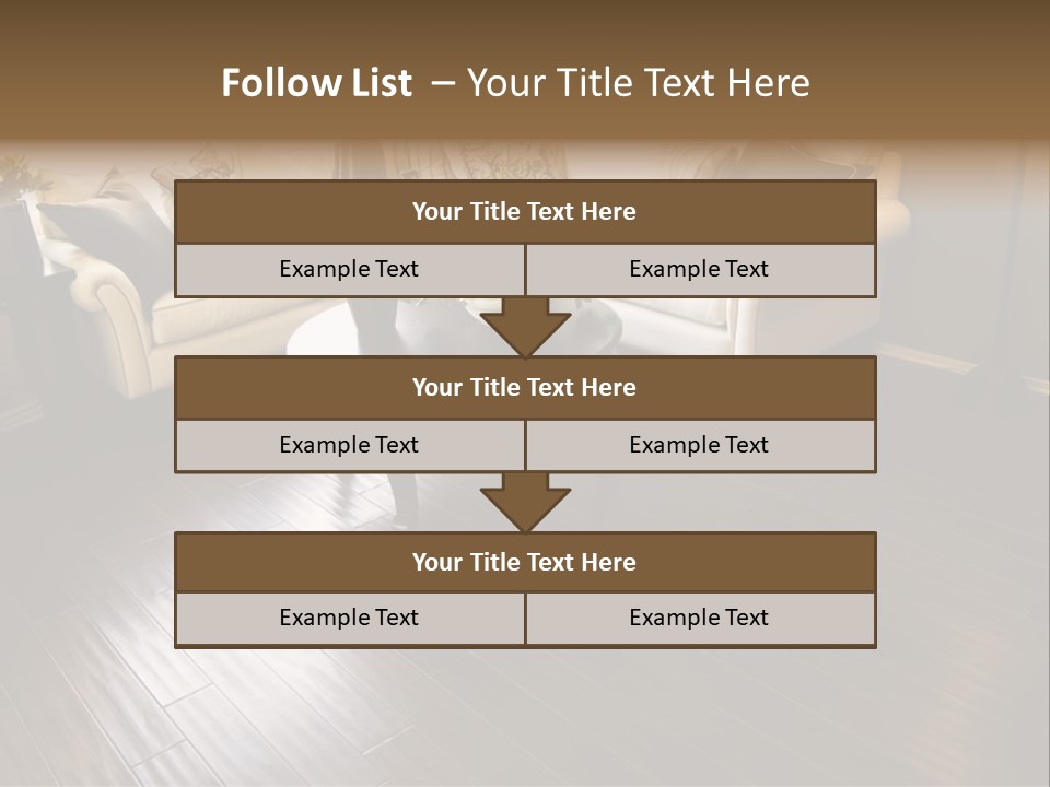 A Living Room With A White Couch And A Black Table PowerPoint Template