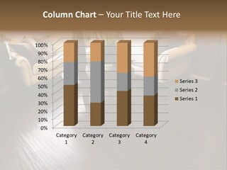 A Living Room With A White Couch And A Black Table PowerPoint Template