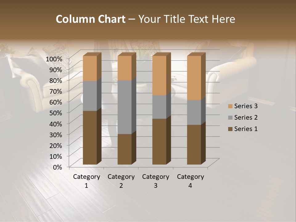 A Living Room With A White Couch And A Black Table PowerPoint Template
