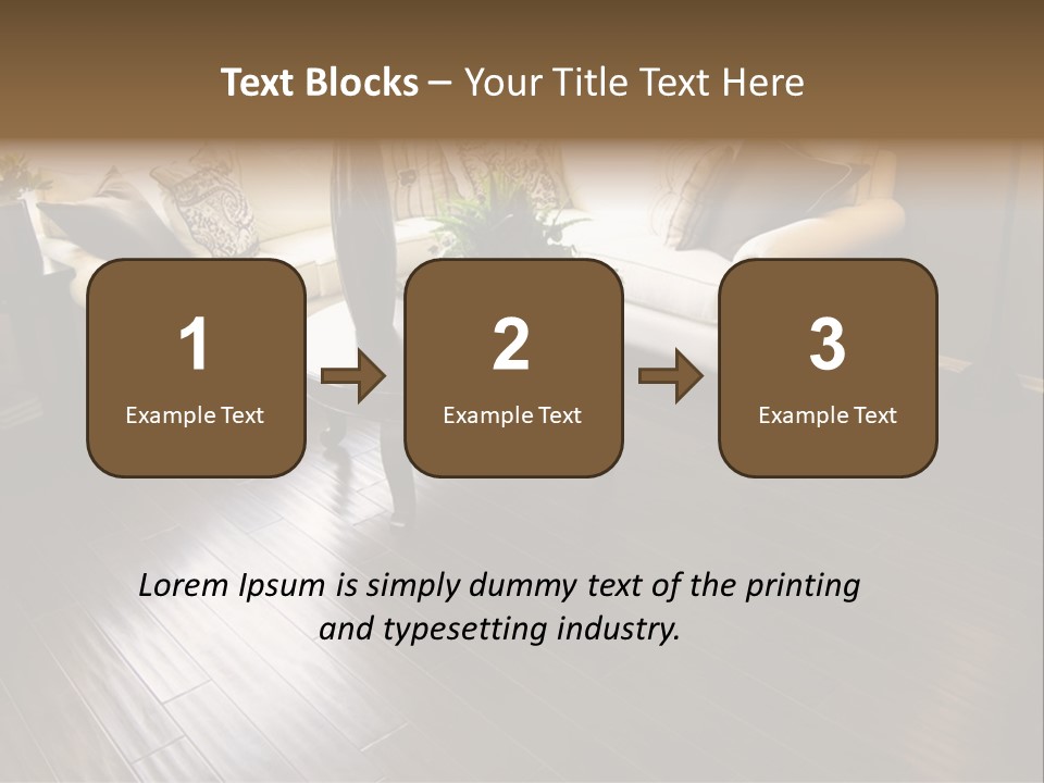 A Living Room With A White Couch And A Black Table PowerPoint Template