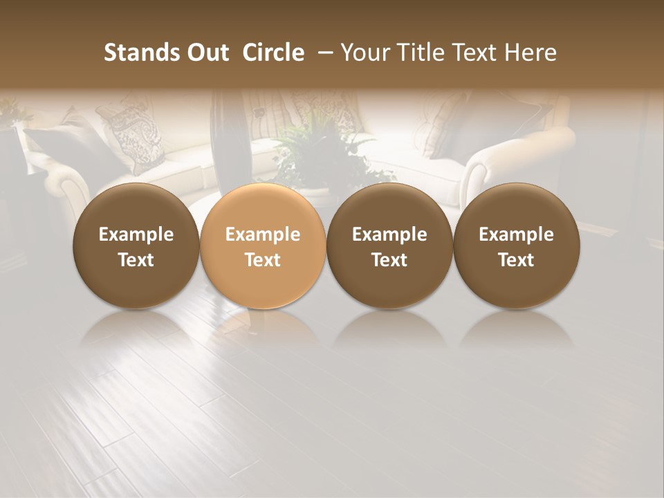 A Living Room With A White Couch And A Black Table PowerPoint Template