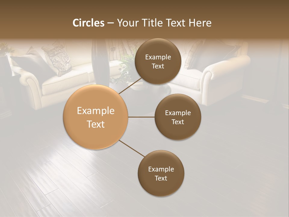 A Living Room With A White Couch And A Black Table PowerPoint Template