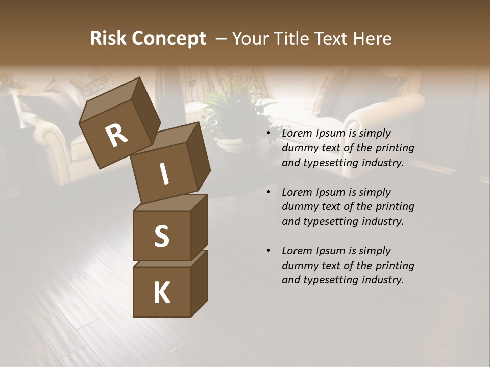 A Living Room With A White Couch And A Black Table PowerPoint Template