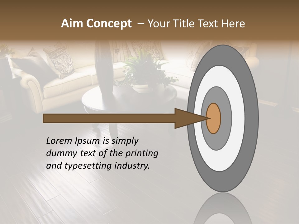 A Living Room With A White Couch And A Black Table PowerPoint Template