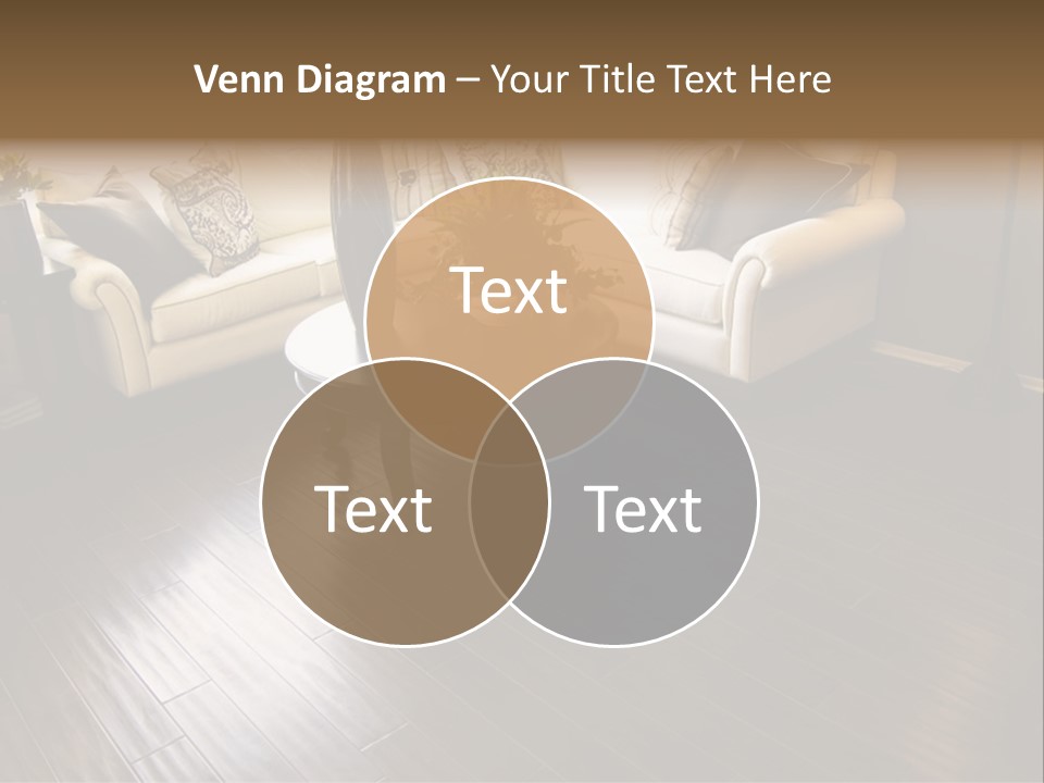 A Living Room With A White Couch And A Black Table PowerPoint Template