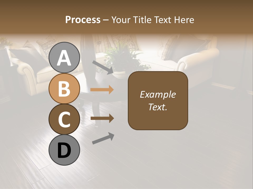 A Living Room With A White Couch And A Black Table PowerPoint Template