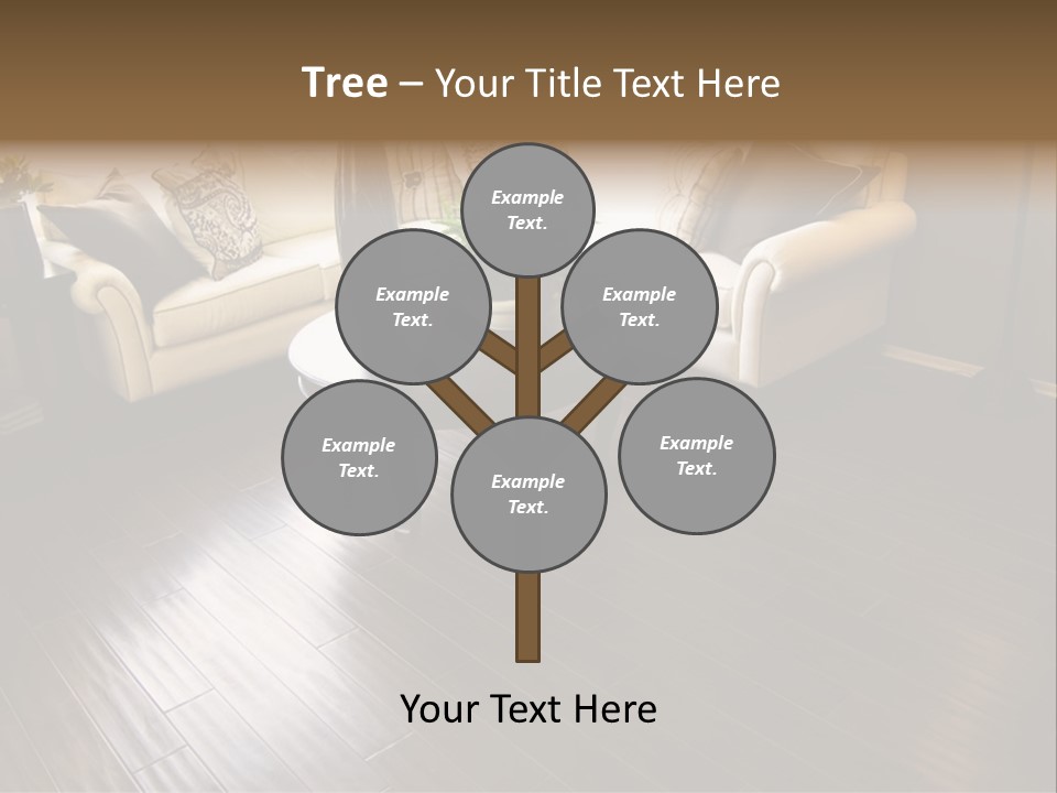 A Living Room With A White Couch And A Black Table PowerPoint Template