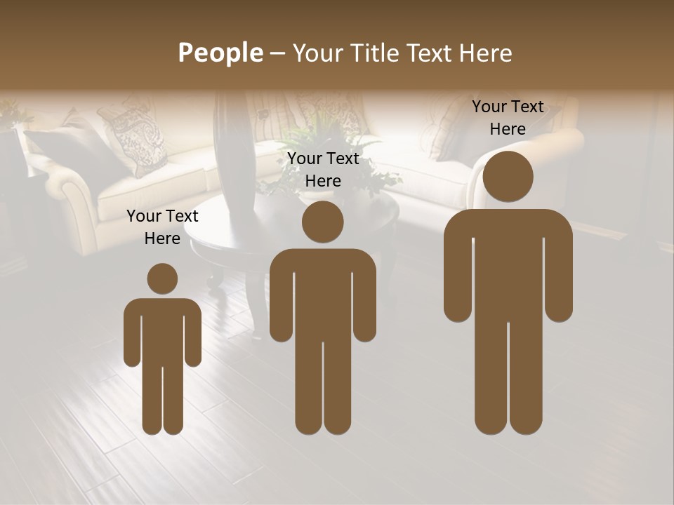 A Living Room With A White Couch And A Black Table PowerPoint Template