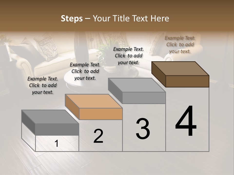 A Living Room With A White Couch And A Black Table PowerPoint Template