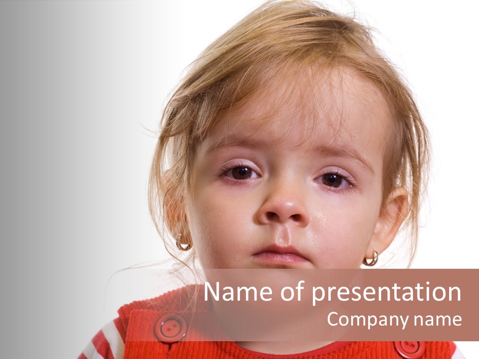 Little Girl With A Severe Flu And Red Eyes - Isolated PowerPoint Template