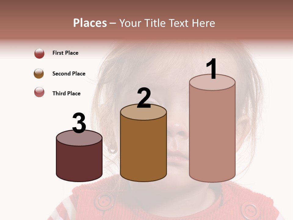 Little Girl With A Severe Flu And Red Eyes - Isolated PowerPoint Template