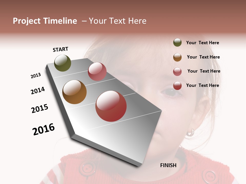 Little Girl With A Severe Flu And Red Eyes - Isolated PowerPoint Template