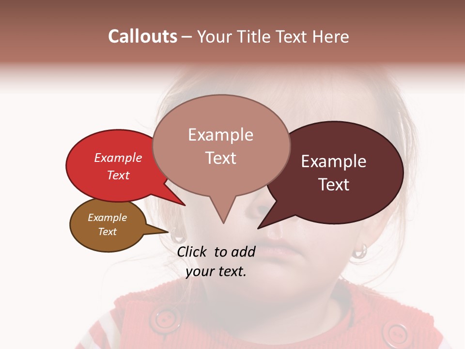 Little Girl With A Severe Flu And Red Eyes - Isolated PowerPoint Template