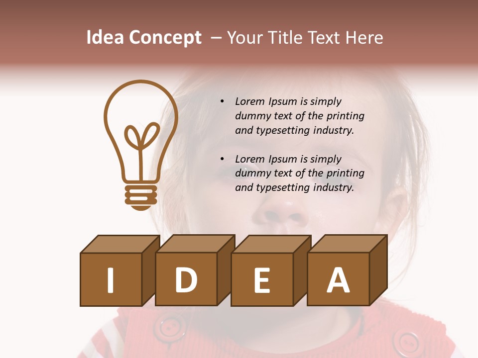 Little Girl With A Severe Flu And Red Eyes - Isolated PowerPoint Template