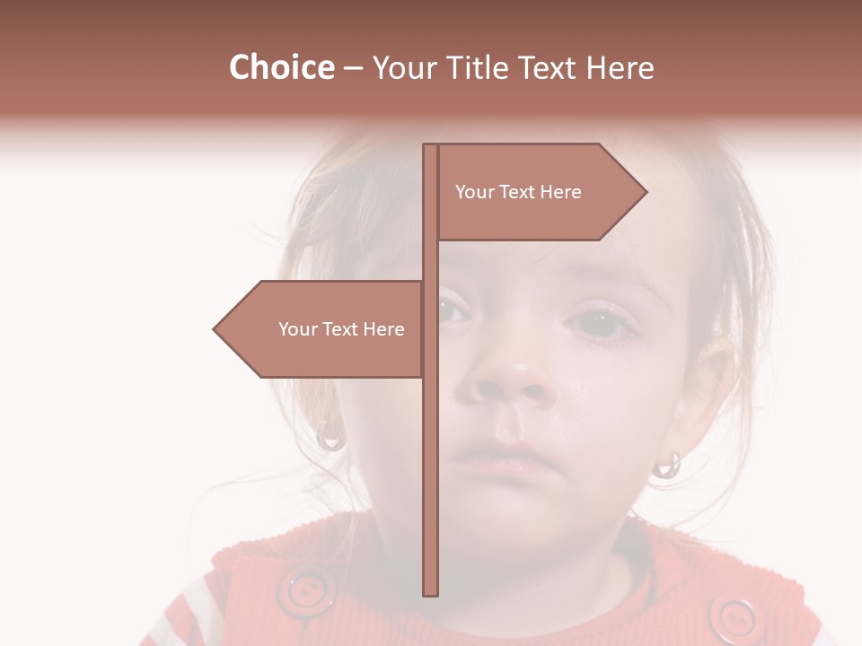 Little Girl With A Severe Flu And Red Eyes - Isolated PowerPoint Template