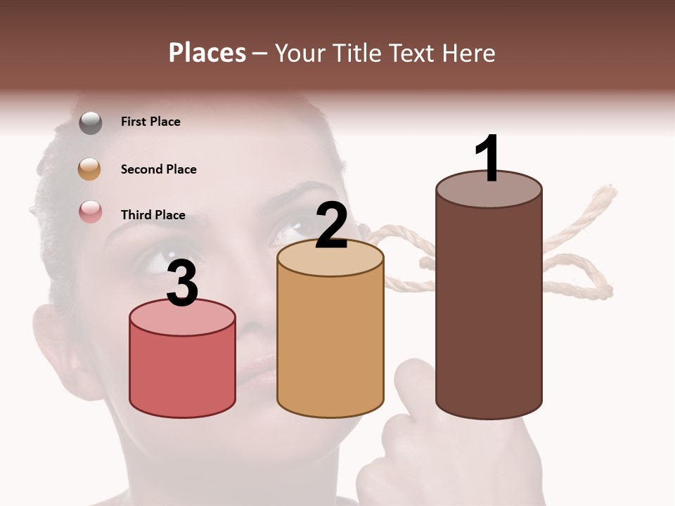 Attractive Young Woman Trying To Remember What The Piece Of String Round Her Finger Was Meant To Remind Her Of, Isolated On White Background. PowerPoint Template