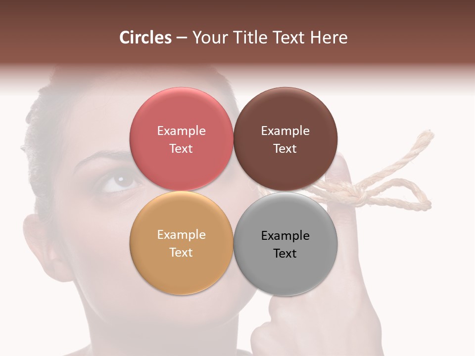 Attractive Young Woman Trying To Remember What The Piece Of String Round Her Finger Was Meant To Remind Her Of, Isolated On White Background. PowerPoint Template