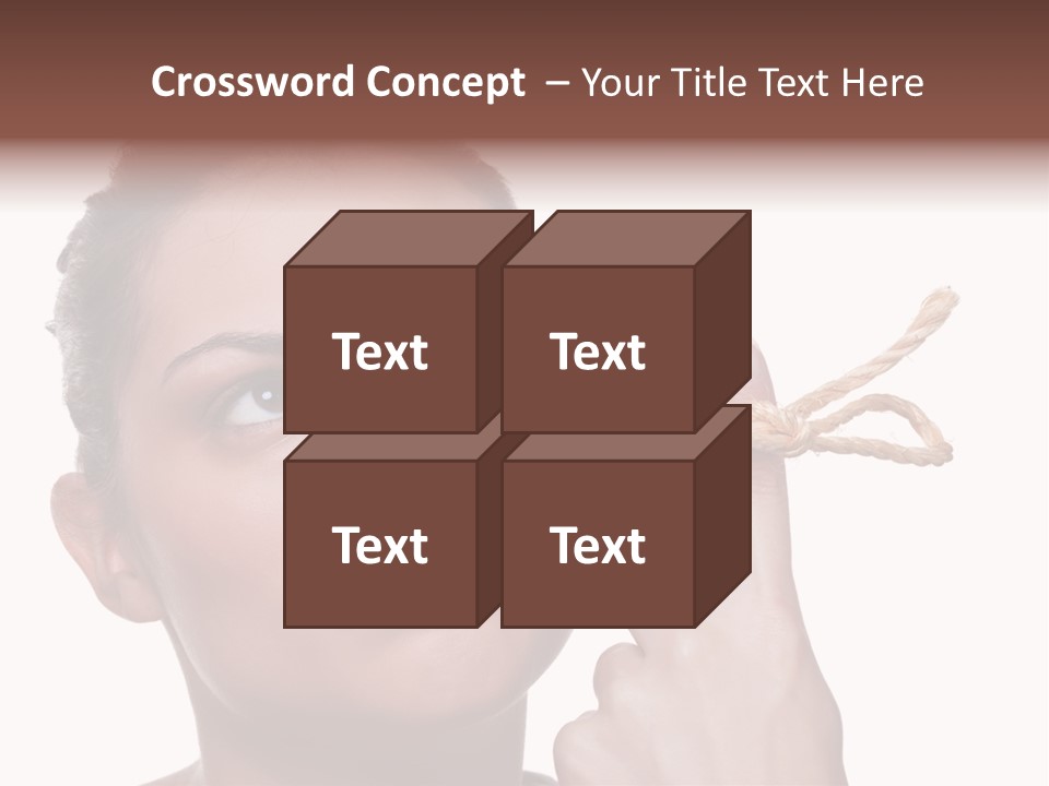 Attractive Young Woman Trying To Remember What The Piece Of String Round Her Finger Was Meant To Remind Her Of, Isolated On White Background. PowerPoint Template