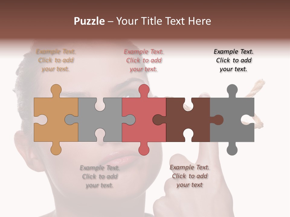 Attractive Young Woman Trying To Remember What The Piece Of String Round Her Finger Was Meant To Remind Her Of, Isolated On White Background. PowerPoint Template