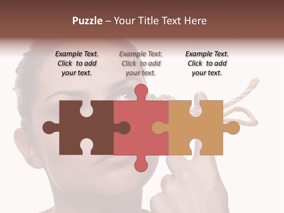 Attractive Young Woman Trying To Remember What The Piece Of String Round Her Finger Was Meant To Remind Her Of, Isolated On White Background. PowerPoint Template