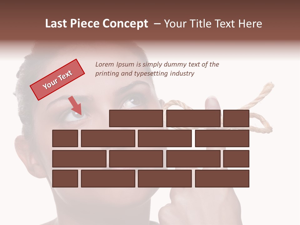 Attractive Young Woman Trying To Remember What The Piece Of String Round Her Finger Was Meant To Remind Her Of, Isolated On White Background. PowerPoint Template