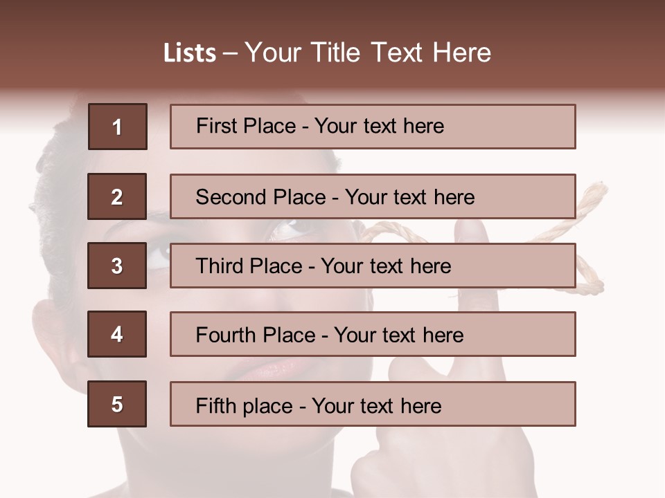 Attractive Young Woman Trying To Remember What The Piece Of String Round Her Finger Was Meant To Remind Her Of, Isolated On White Background. PowerPoint Template