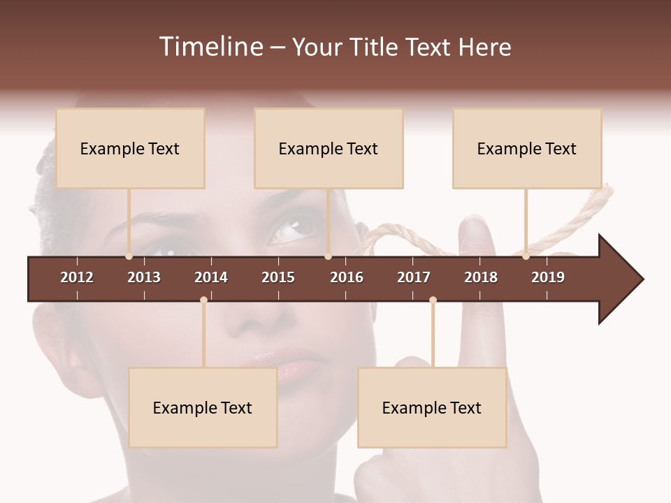 Attractive Young Woman Trying To Remember What The Piece Of String Round Her Finger Was Meant To Remind Her Of, Isolated On White Background. PowerPoint Template