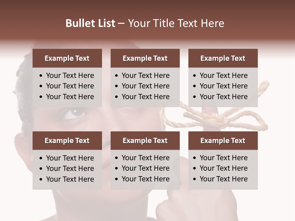 Attractive Young Woman Trying To Remember What The Piece Of String Round Her Finger Was Meant To Remind Her Of, Isolated On White Background. PowerPoint Template