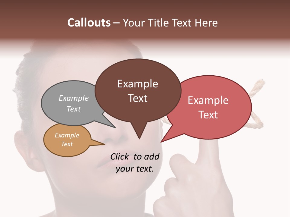 Attractive Young Woman Trying To Remember What The Piece Of String Round Her Finger Was Meant To Remind Her Of, Isolated On White Background. PowerPoint Template