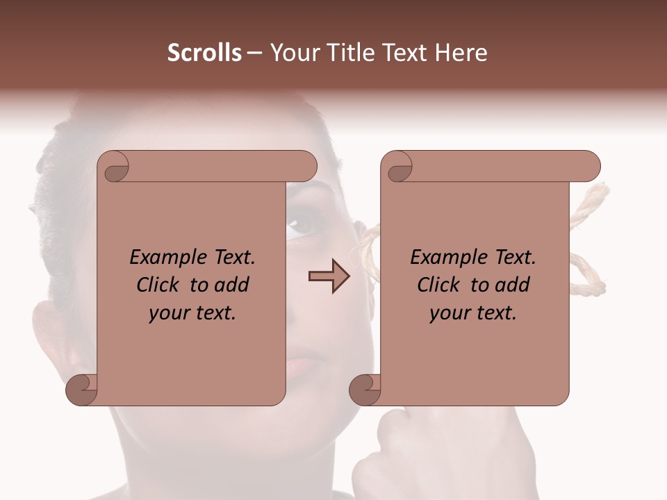 Attractive Young Woman Trying To Remember What The Piece Of String Round Her Finger Was Meant To Remind Her Of, Isolated On White Background. PowerPoint Template