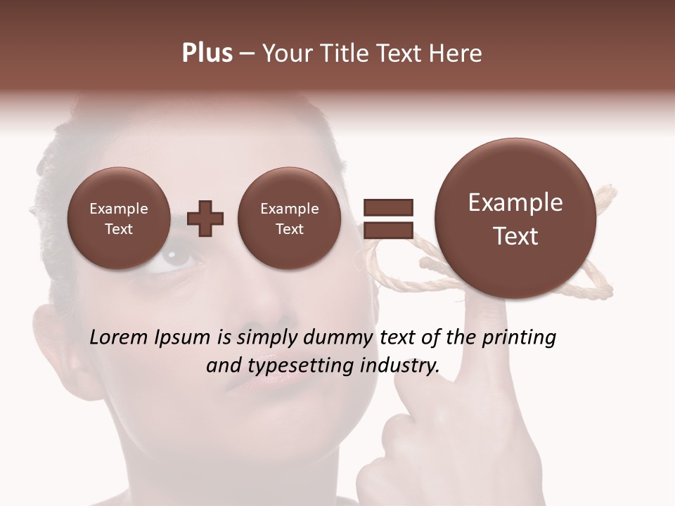 Attractive Young Woman Trying To Remember What The Piece Of String Round Her Finger Was Meant To Remind Her Of, Isolated On White Background. PowerPoint Template