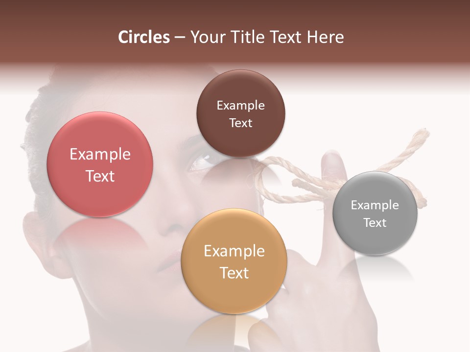 Attractive Young Woman Trying To Remember What The Piece Of String Round Her Finger Was Meant To Remind Her Of, Isolated On White Background. PowerPoint Template