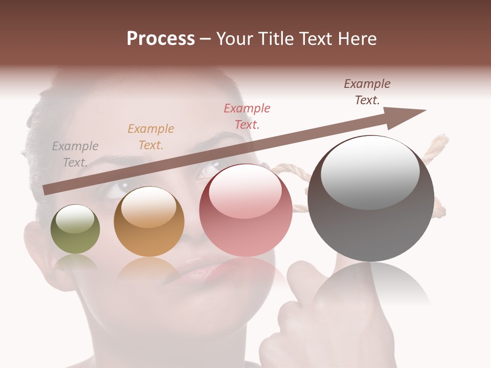 Attractive Young Woman Trying To Remember What The Piece Of String Round Her Finger Was Meant To Remind Her Of, Isolated On White Background. PowerPoint Template