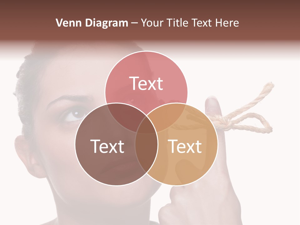 Attractive Young Woman Trying To Remember What The Piece Of String Round Her Finger Was Meant To Remind Her Of, Isolated On White Background. PowerPoint Template