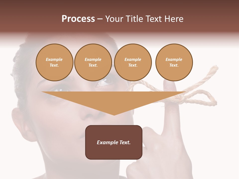 Attractive Young Woman Trying To Remember What The Piece Of String Round Her Finger Was Meant To Remind Her Of, Isolated On White Background. PowerPoint Template