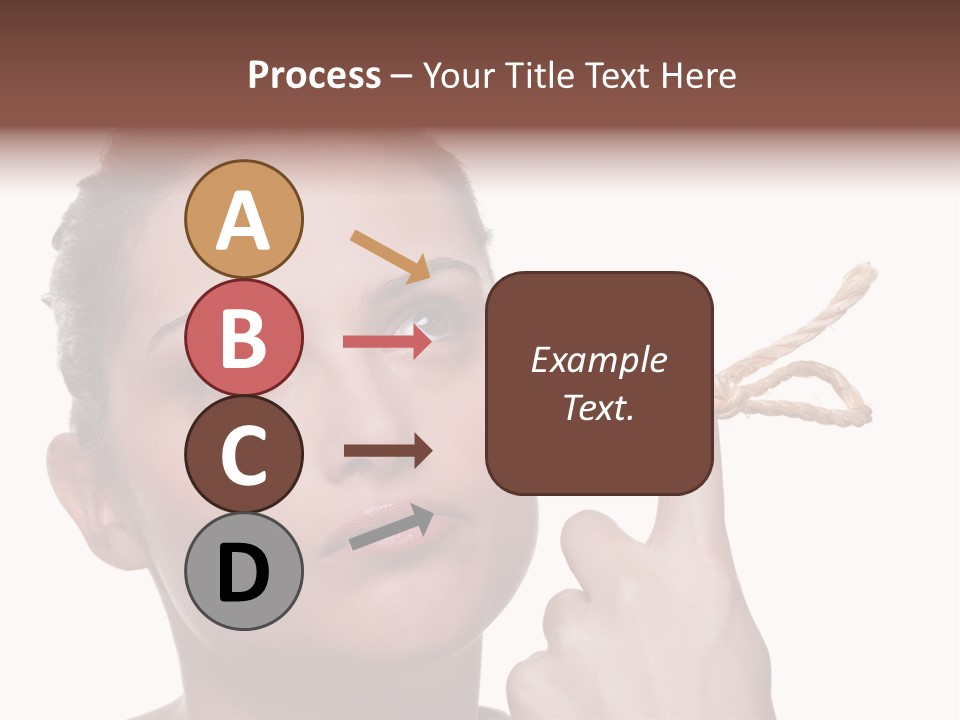 Attractive Young Woman Trying To Remember What The Piece Of String Round Her Finger Was Meant To Remind Her Of, Isolated On White Background. PowerPoint Template