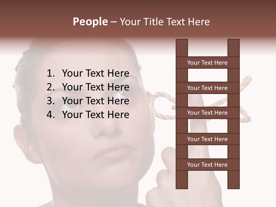 Attractive Young Woman Trying To Remember What The Piece Of String Round Her Finger Was Meant To Remind Her Of, Isolated On White Background. PowerPoint Template