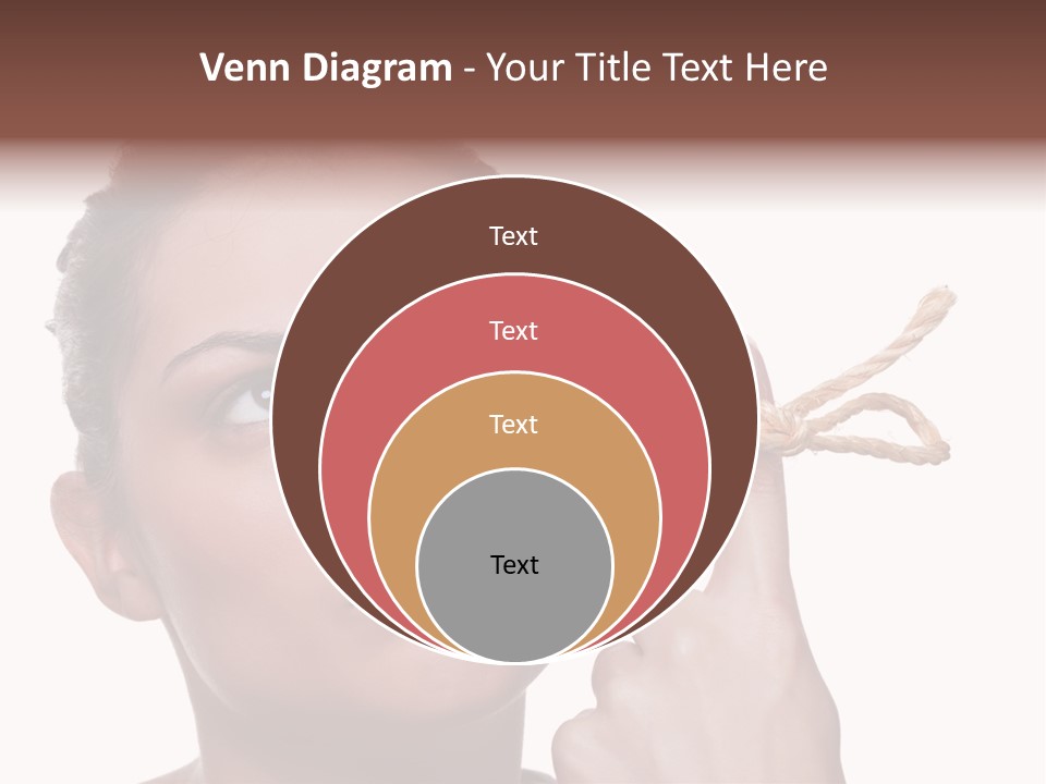 Attractive Young Woman Trying To Remember What The Piece Of String Round Her Finger Was Meant To Remind Her Of, Isolated On White Background. PowerPoint Template