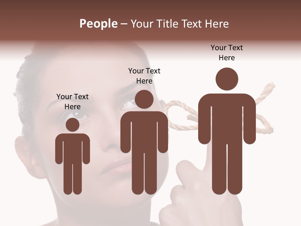 Attractive Young Woman Trying To Remember What The Piece Of String Round Her Finger Was Meant To Remind Her Of, Isolated On White Background. PowerPoint Template