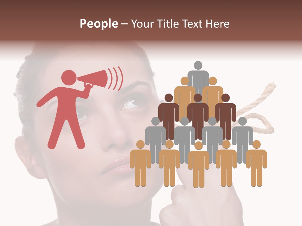 Attractive Young Woman Trying To Remember What The Piece Of String Round Her Finger Was Meant To Remind Her Of, Isolated On White Background. PowerPoint Template