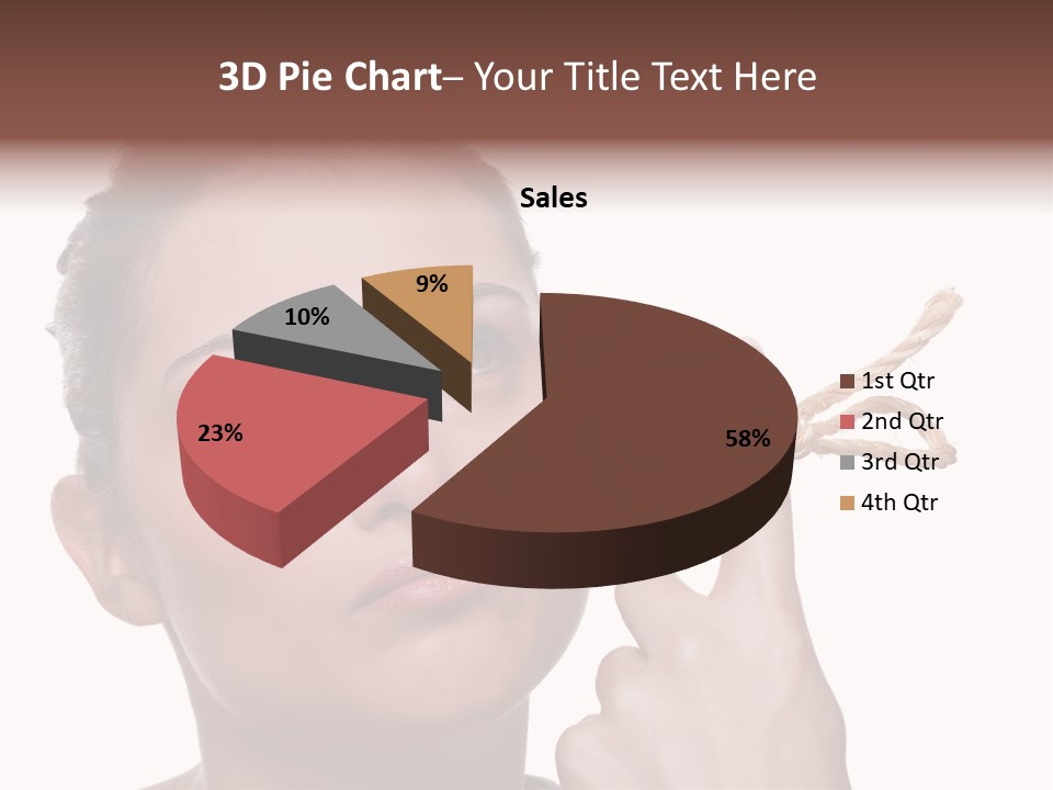 Attractive Young Woman Trying To Remember What The Piece Of String Round Her Finger Was Meant To Remind Her Of, Isolated On White Background. PowerPoint Template