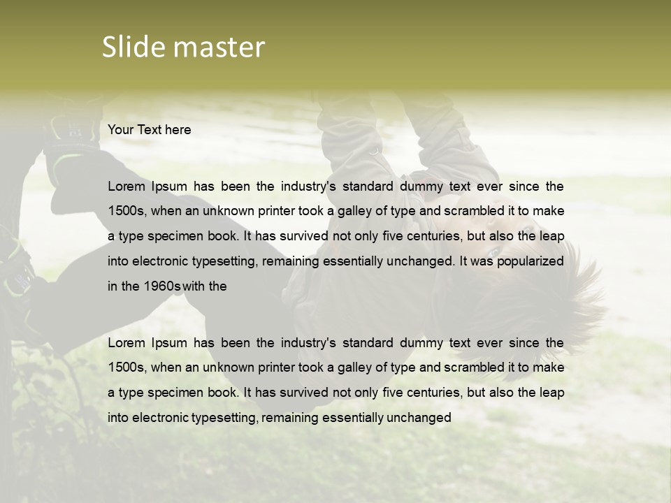 Cute Boy Hanging From Branch Of Tree. Summer Time PowerPoint Template