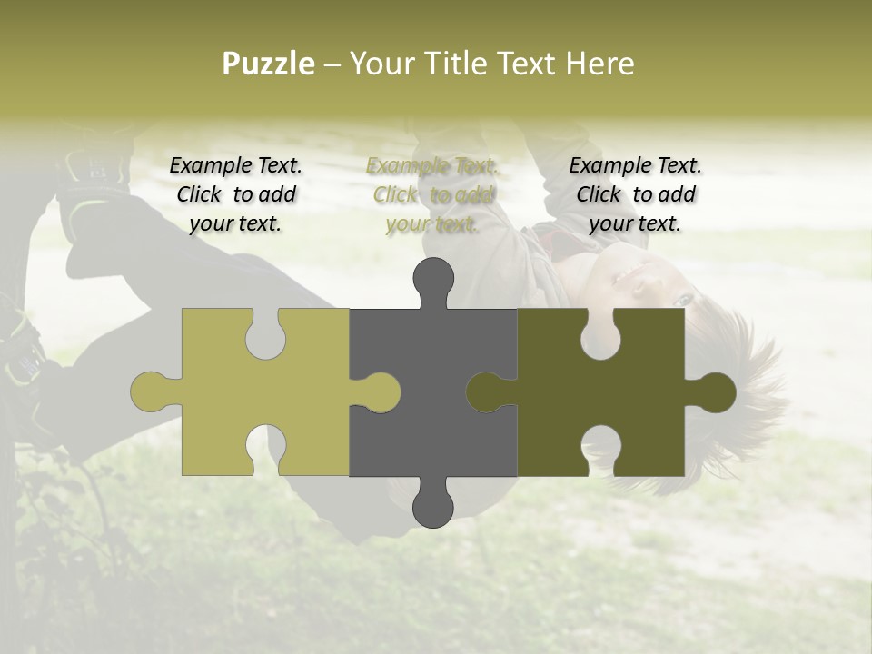 Cute Boy Hanging From Branch Of Tree. Summer Time PowerPoint Template