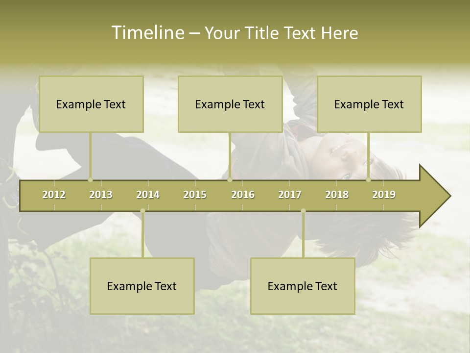 Cute Boy Hanging From Branch Of Tree. Summer Time PowerPoint Template