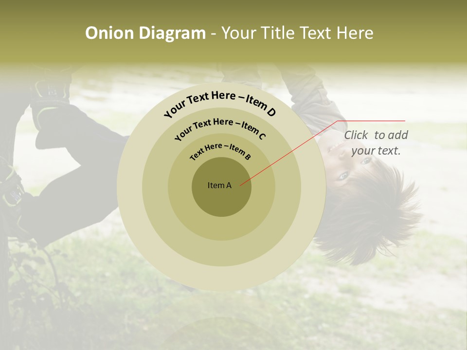 Cute Boy Hanging From Branch Of Tree. Summer Time PowerPoint Template