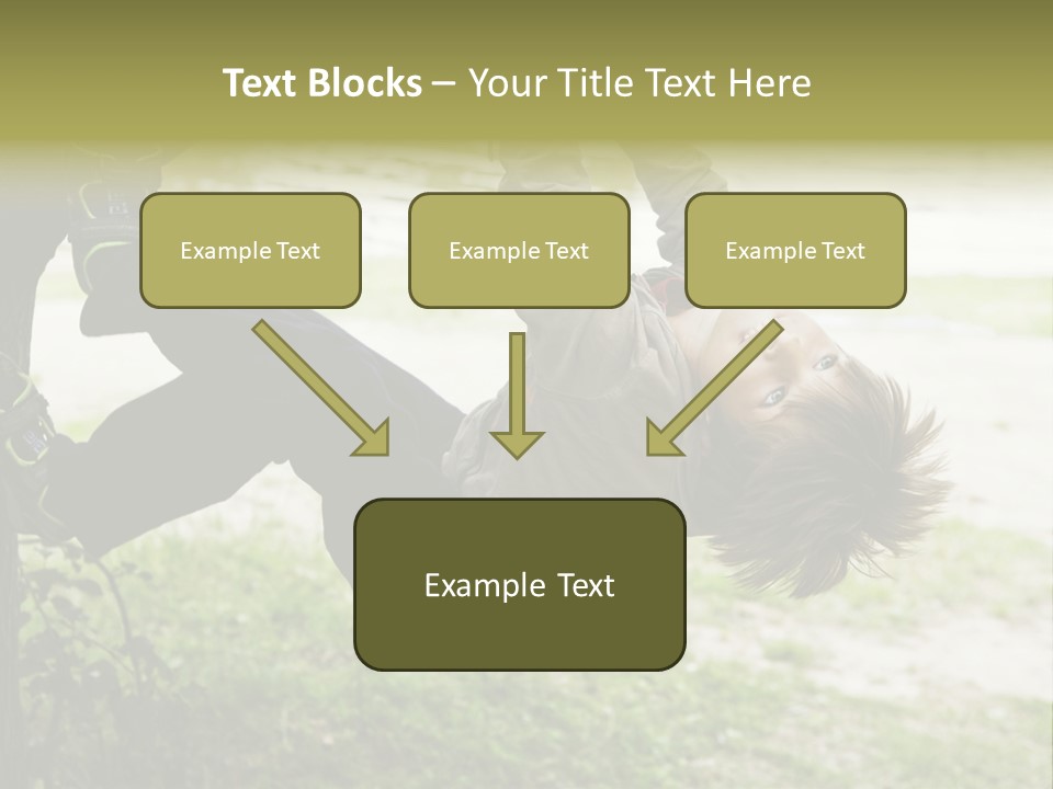 Cute Boy Hanging From Branch Of Tree. Summer Time PowerPoint Template