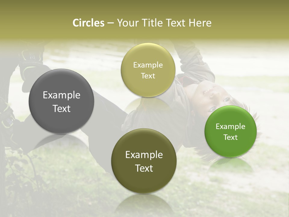 Cute Boy Hanging From Branch Of Tree. Summer Time PowerPoint Template