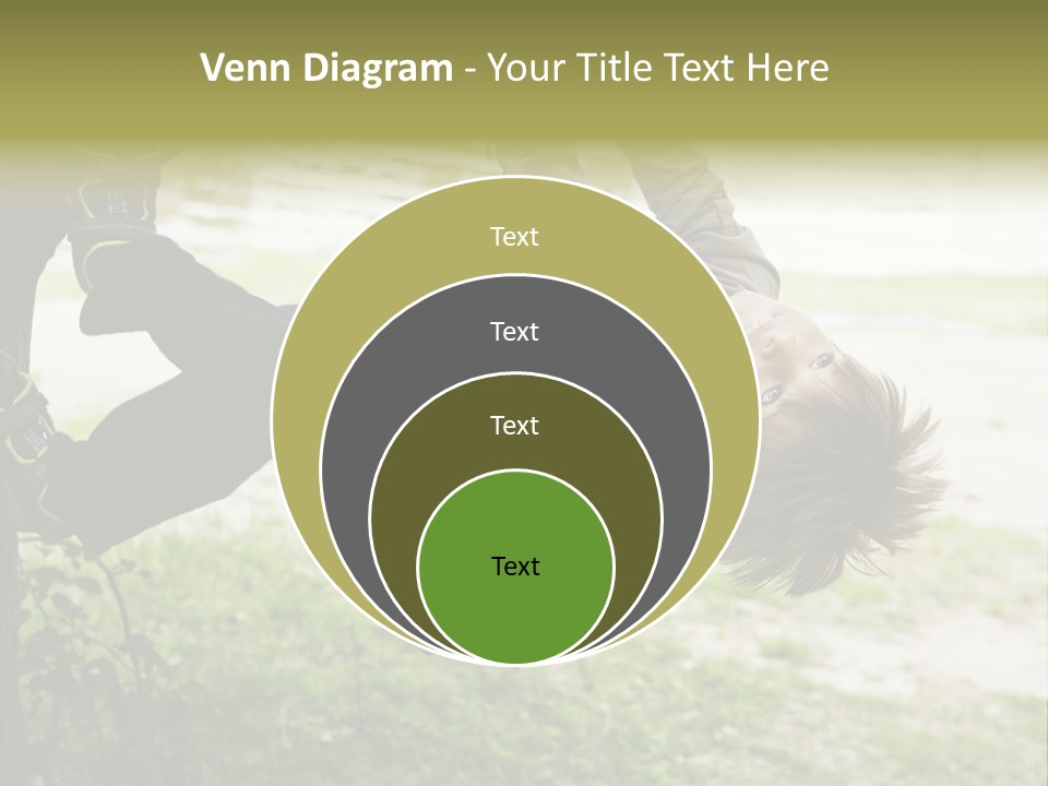 Cute Boy Hanging From Branch Of Tree. Summer Time PowerPoint Template
