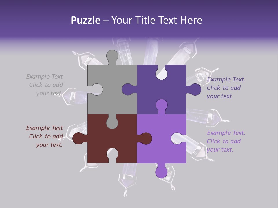 Twelve Crystal Quartz, Rose Quartz, And Amethyst Points With Silver Mountings Arranged To Create A Circular Sunburst, Isolated On Black Background PowerPoint Template