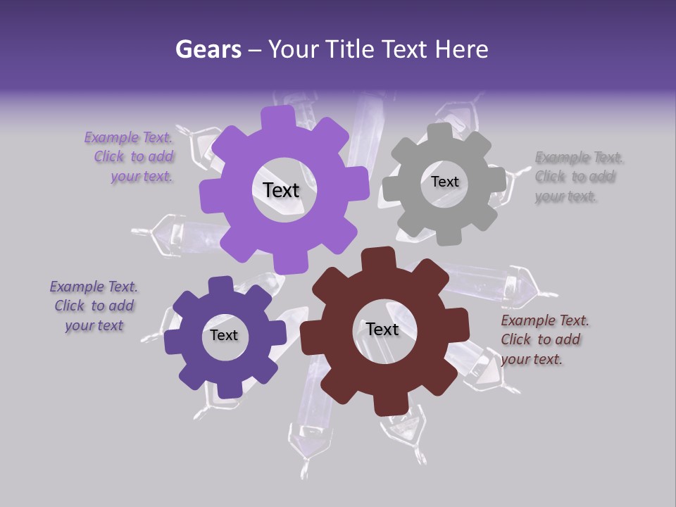 Twelve Crystal Quartz, Rose Quartz, And Amethyst Points With Silver Mountings Arranged To Create A Circular Sunburst, Isolated On Black Background PowerPoint Template